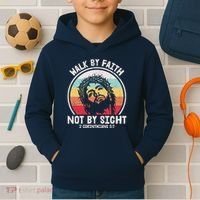 Sunset Jesus Walk By Faith Kids Hoodie thumb 2
