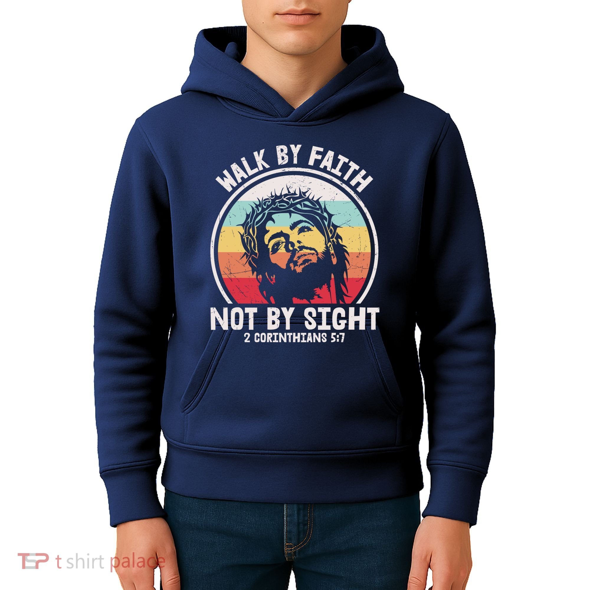 Sunset Jesus Walk By Faith Kids Hoodie