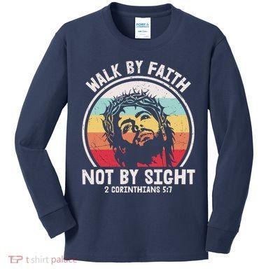 Sunset Jesus Walk By Faith Kids Long Sleeve Shirt