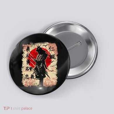 Samurai Japanese Warrior & Bushido Code Swordsman Button