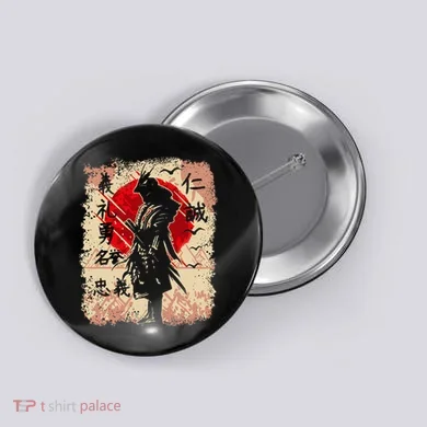 Samurai Japanese Warrior & Bushido Code Swordsman Button