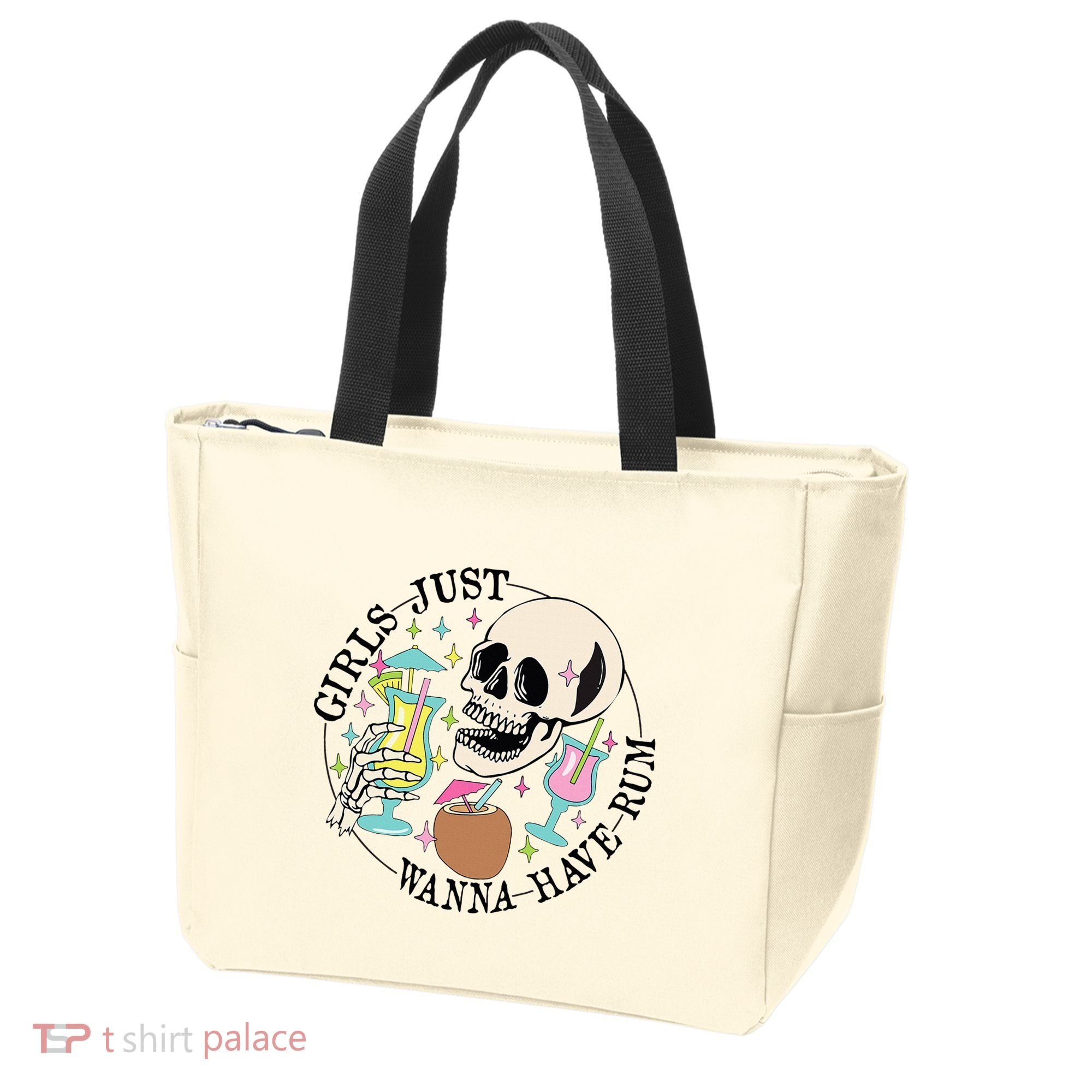 Skeleton Just Wanna Have Rum Summer Beach Party Tote Bag