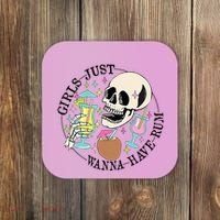 Skeleton Just Wanna Have Rum Summer Beach Party Coaster thumb 0
