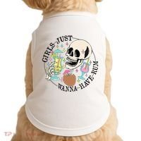 Skeleton Just Wanna Have Rum Summer Beach Party Doggie Tank thumb 0