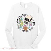 Skeleton Just Wanna Have Rum Summer Beach Party Long Sleeve Shirt thumb 0