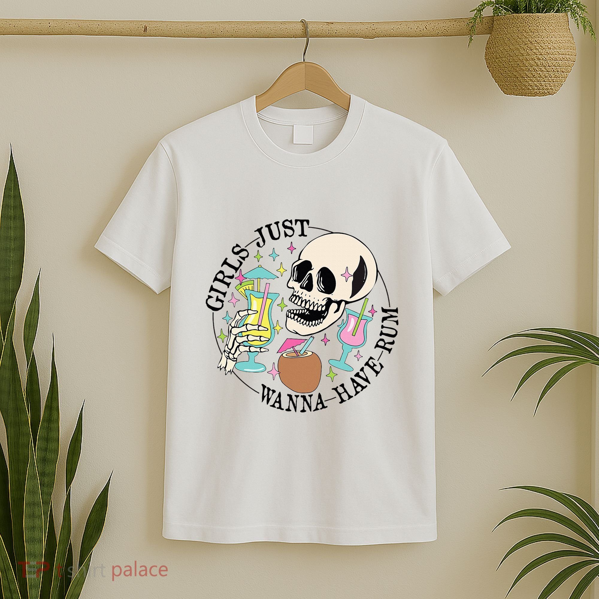 Skeleton Just Wanna Have Rum Summer Beach Party T-Shirt