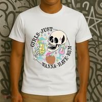 Skeleton Just Wanna Have Rum Summer Beach Party T-Shirt thumb 3