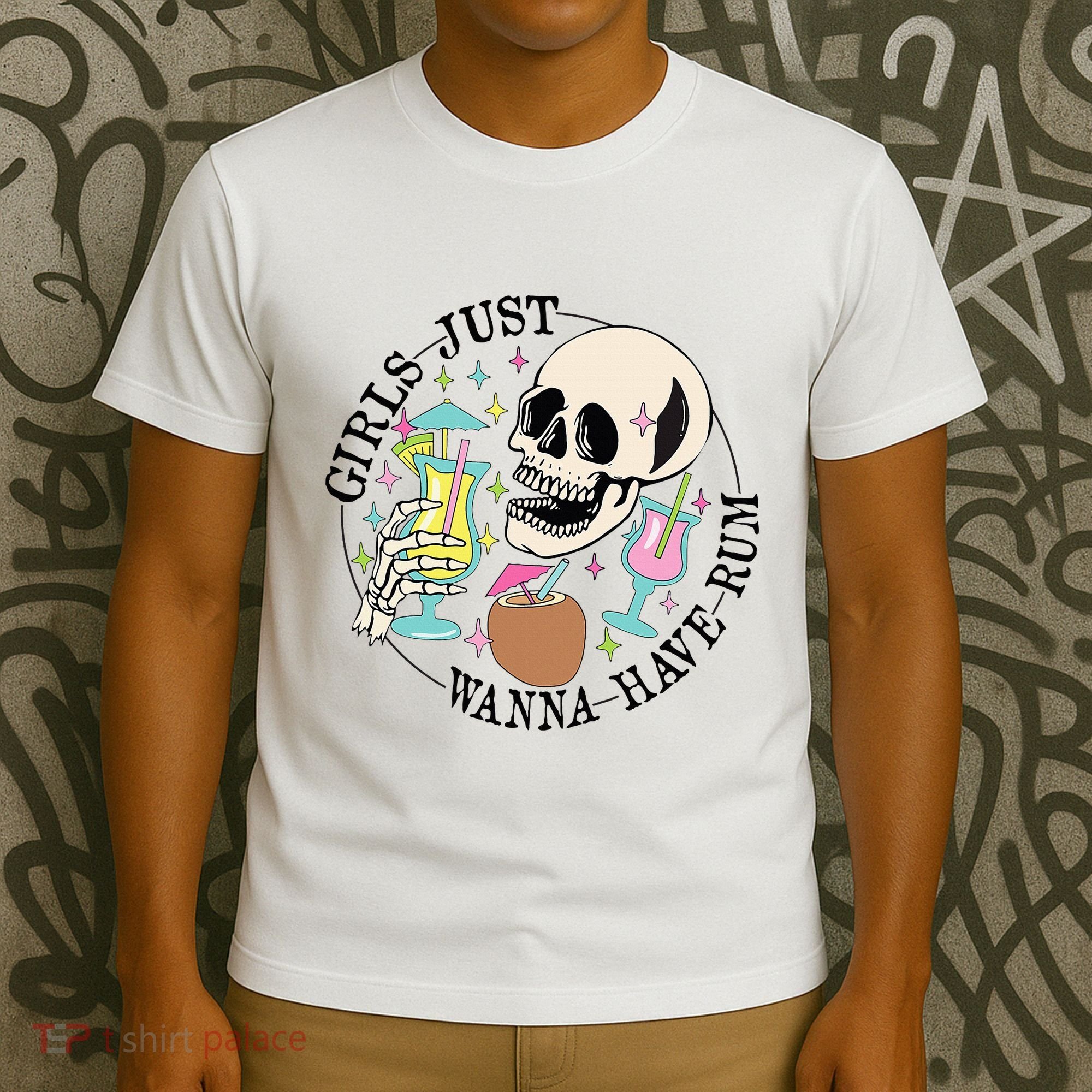 Skeleton Just Wanna Have Rum Summer Beach Party T-Shirt