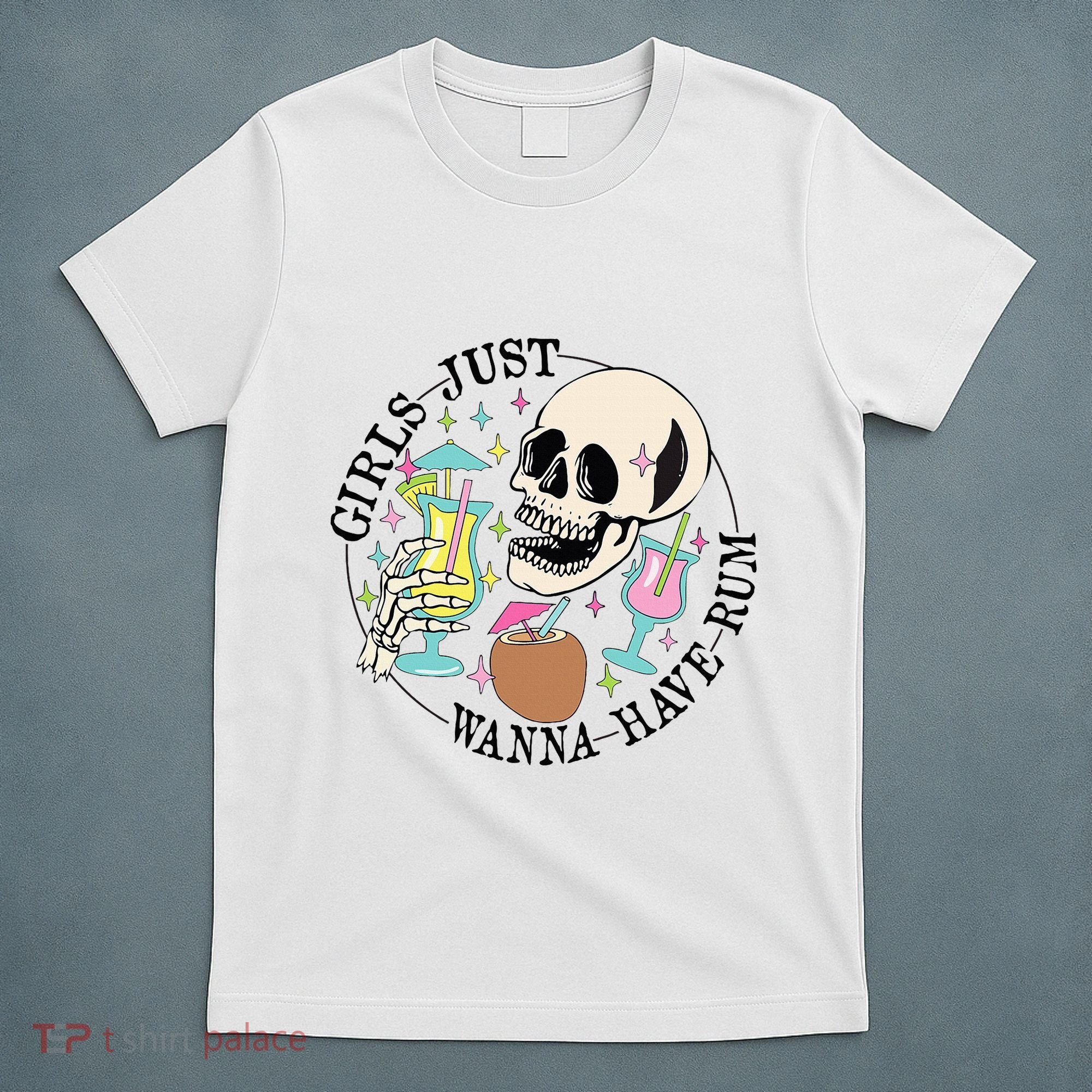 Skeleton Just Wanna Have Rum Summer Beach Party T-Shirt