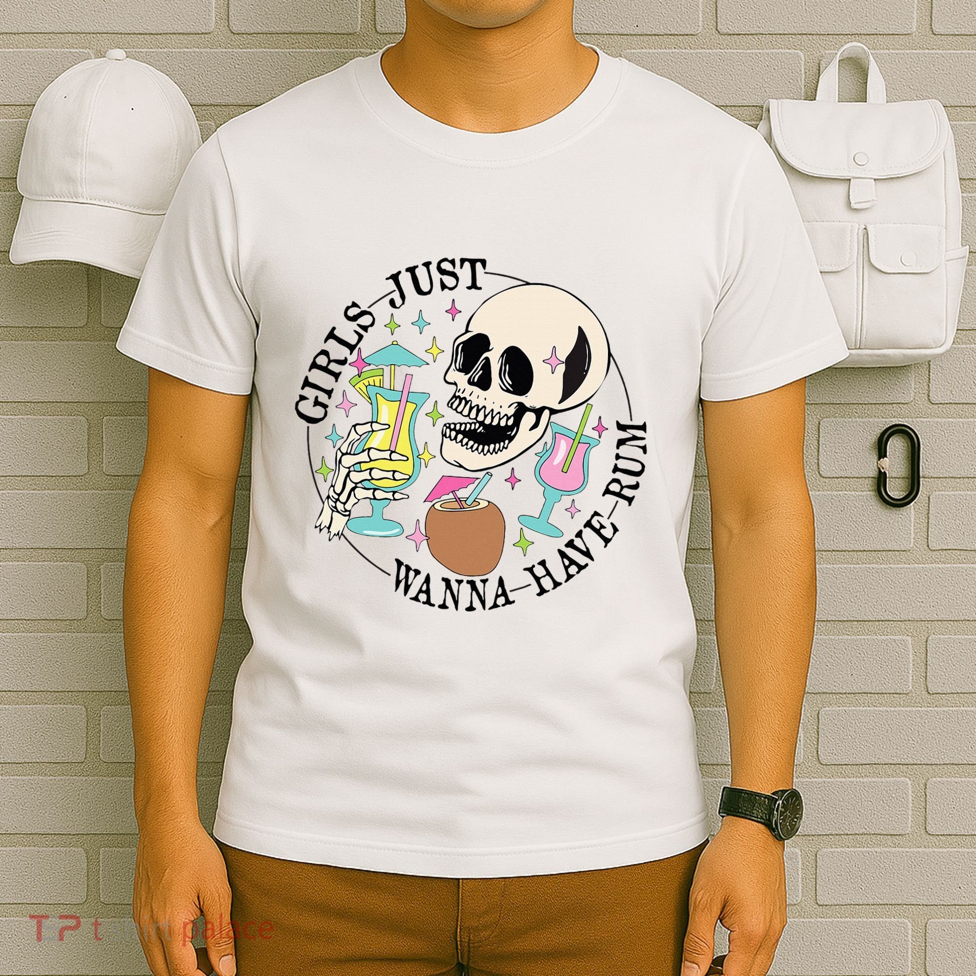 Skeleton Just Wanna Have Rum Summer Beach Party T-Shirt