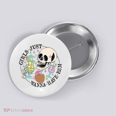 Skeleton Just Wanna Have Rum Summer Beach Party Button