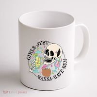 Skeleton Just Wanna Have Rum Summer Beach Party Coffee Mug thumb 1