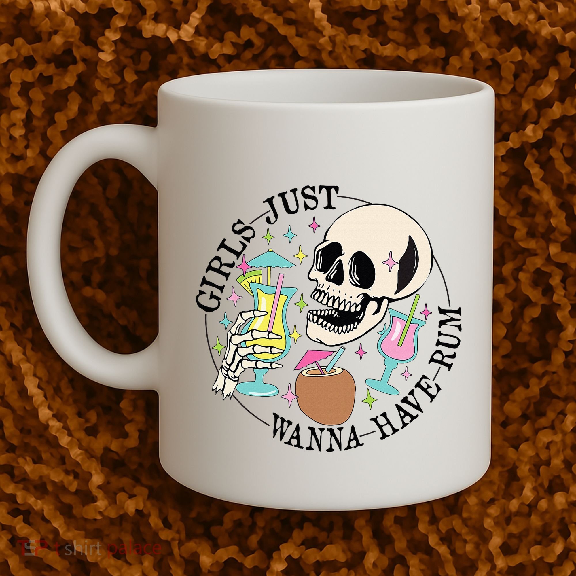 Skeleton Just Wanna Have Rum Summer Beach Party Coffee Mug
