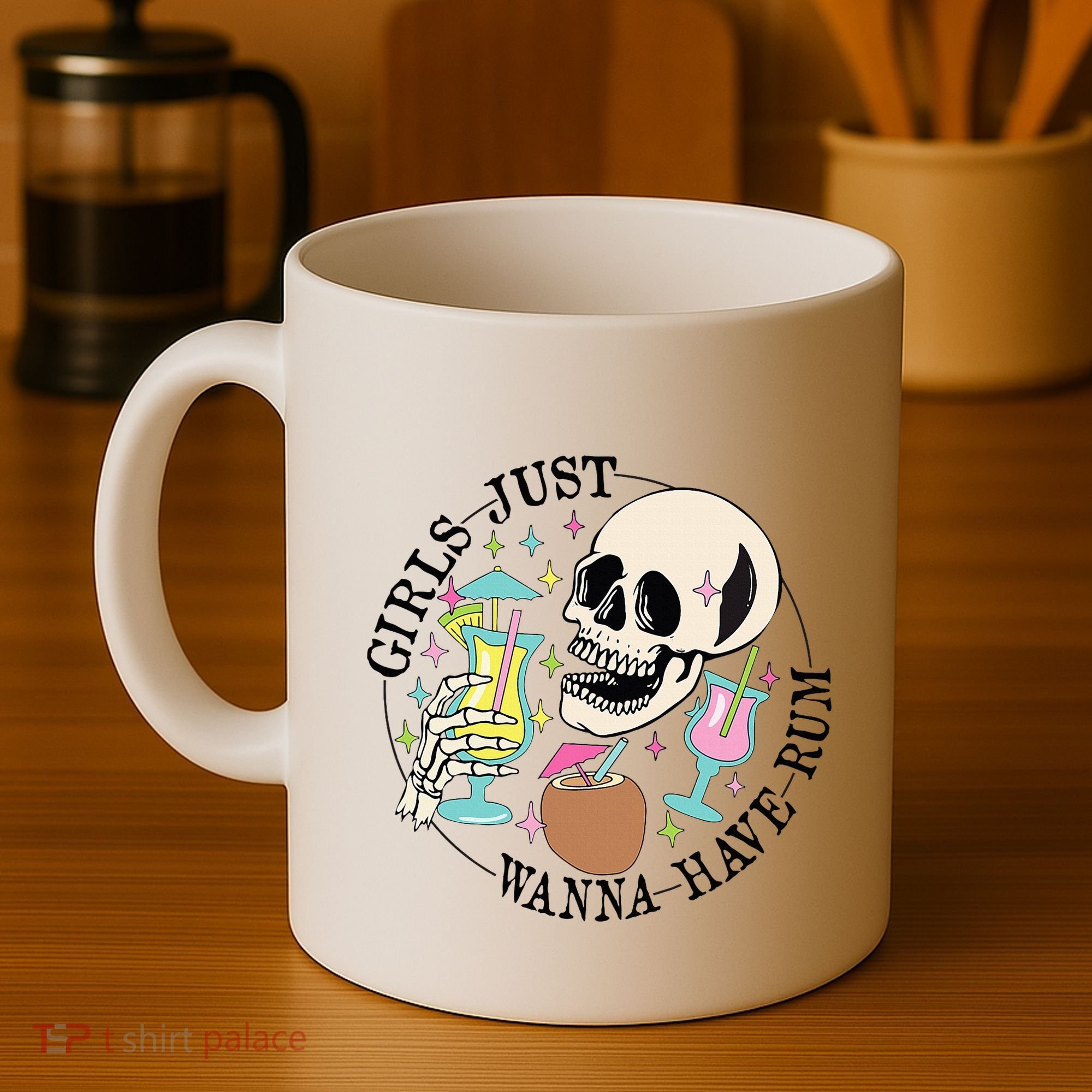 Skeleton Just Wanna Have Rum Summer Beach Party Coffee Mug