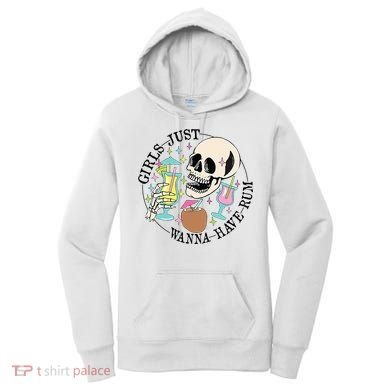 Skeleton Just Wanna Have Rum Summer Beach Party Women's Hoodie