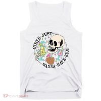 Skeleton Just Wanna Have Rum Summer Beach Party Tank Top thumb 0