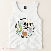Skeleton Just Wanna Have Rum Summer Beach Party Tank Top thumb 2