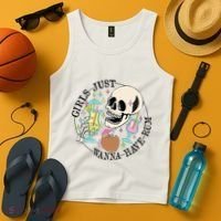 Skeleton Just Wanna Have Rum Summer Beach Party Tank Top thumb 4