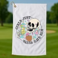 Skeleton Just Wanna Have Rum Summer Beach Party Golf Towel thumb 1