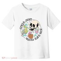 Skeleton Just Wanna Have Rum Summer Beach Party Toddler T-Shirt thumb 0