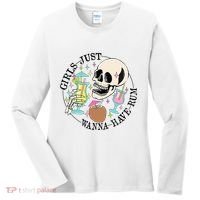 Skeleton Just Wanna Have Rum Summer Beach Party Women's Long Sleeve Shirt thumb 0