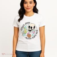 Skeleton Just Wanna Have Rum Summer Beach Party Women's T-Shirt thumb 4