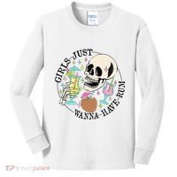Skeleton Just Wanna Have Rum Summer Beach Party Kids Long Sleeve Shirt thumb 0