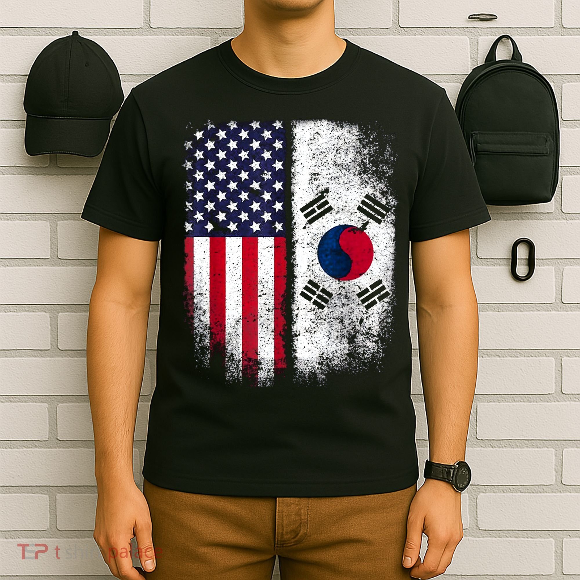 South Korean American Flag Korea Usa America Gift T-Shirt