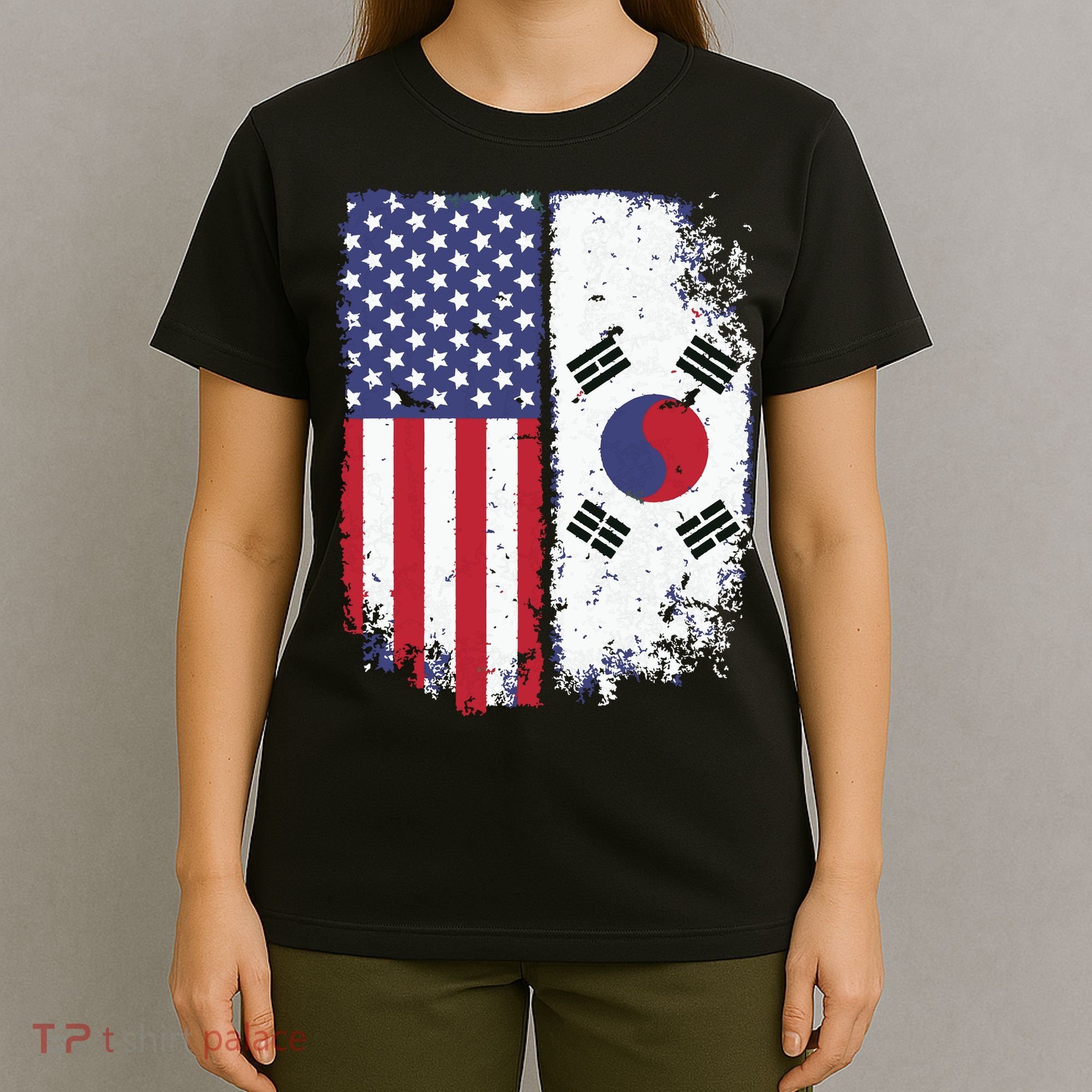 South Korean American Flag Korea Usa America Gift T-Shirt