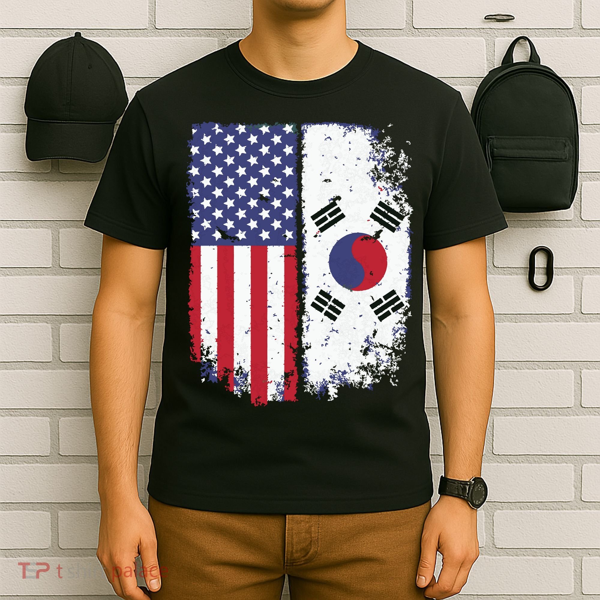 South Korean American Flag Korea Usa America Gift T-Shirt