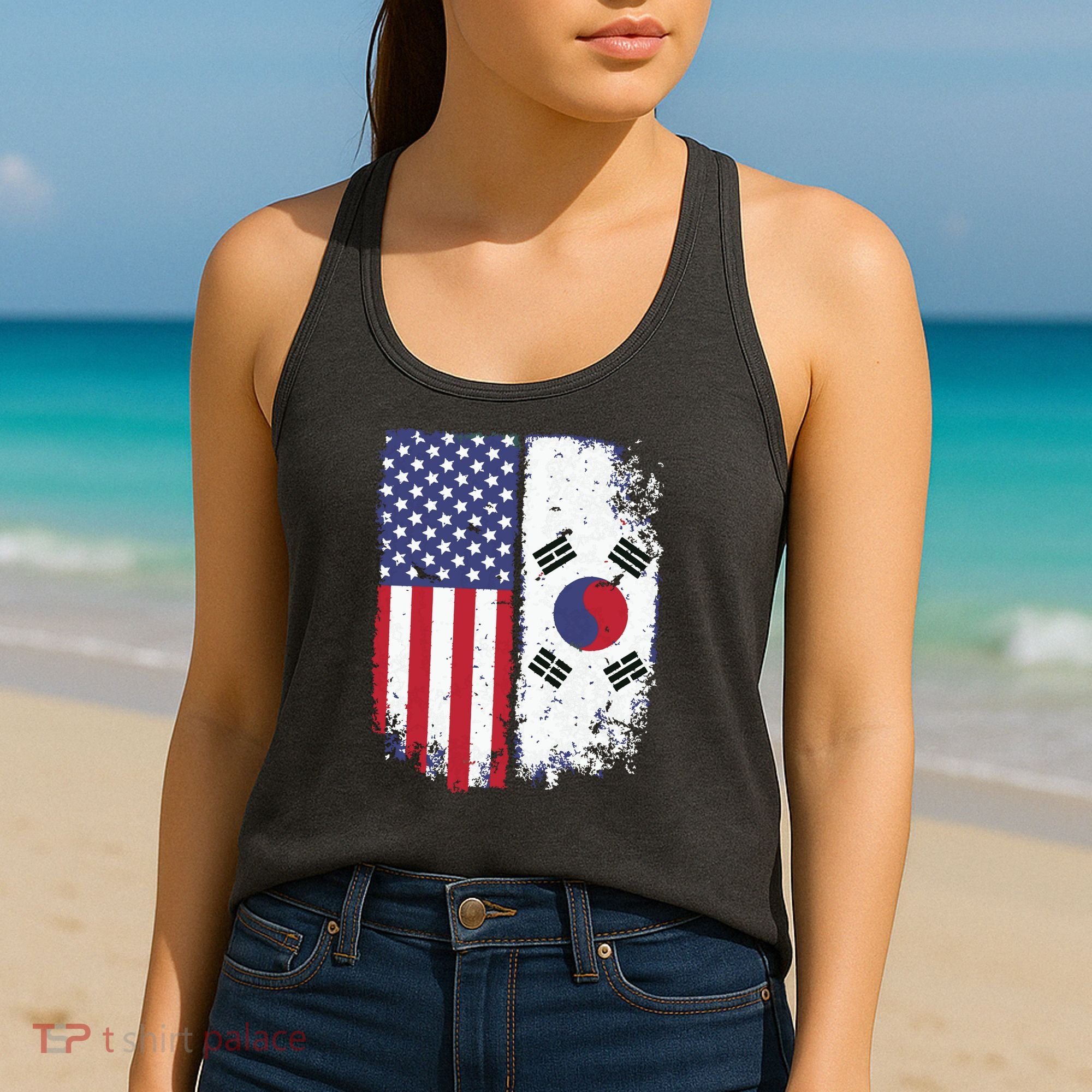 South Korean American Flag Korea Usa America Gift Women's Tank Top