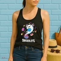 Snaxolotl Kawaii Axolotl Funny Food Lover Amphibian Pet  Women's Tank Top thumb 2