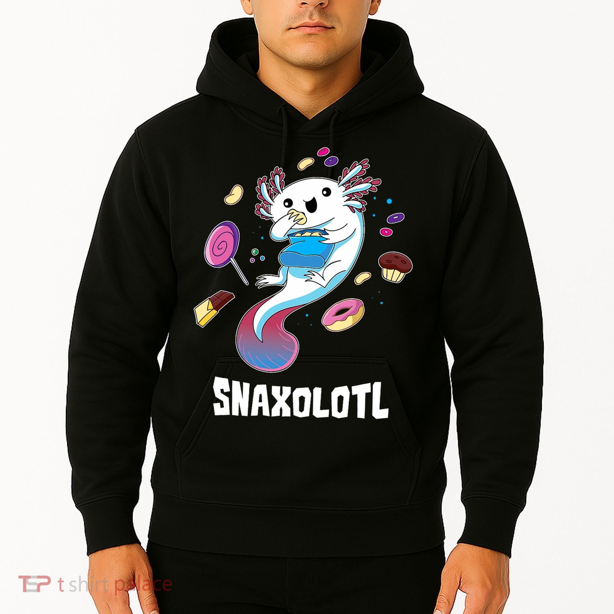 Snaxolotl Kawaii Axolotl Eats Candy Snacks Amphibian Hoodie