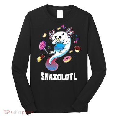 Snaxolotl Kawaii Axolotl Eats Candy Snacks Amphibian Long Sleeve Shirt