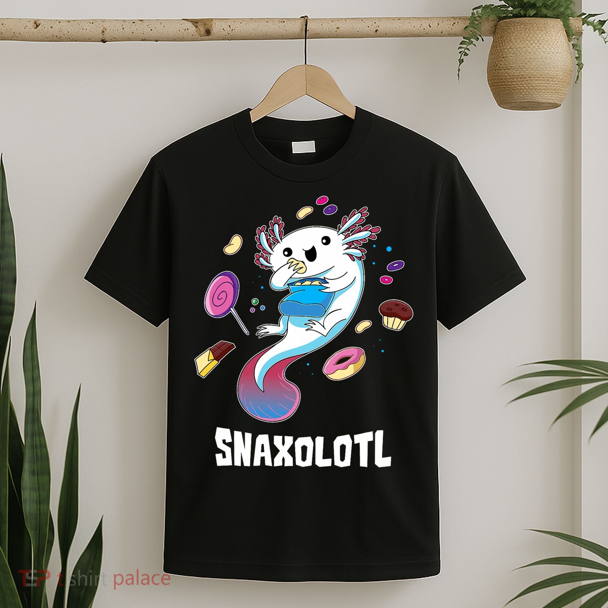 Snaxolotl Kawaii Axolotl Eats Candy Snacks Amphibian T-Shirt