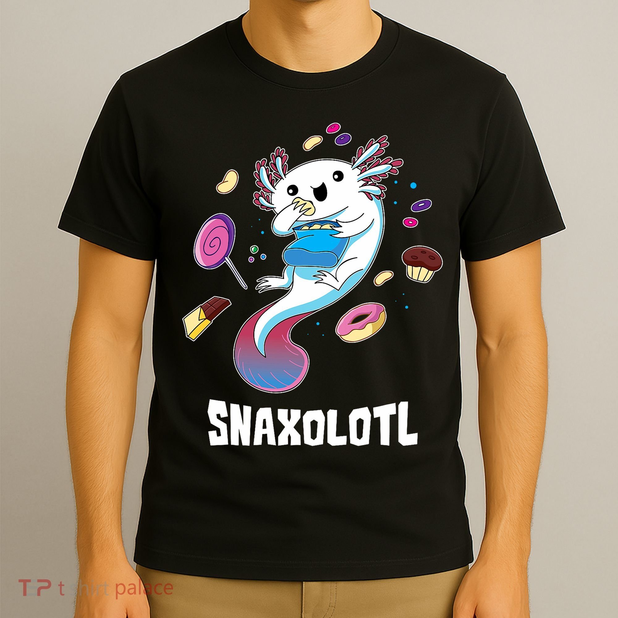 Snaxolotl Kawaii Axolotl Eats Candy Snacks Amphibian T-Shirt