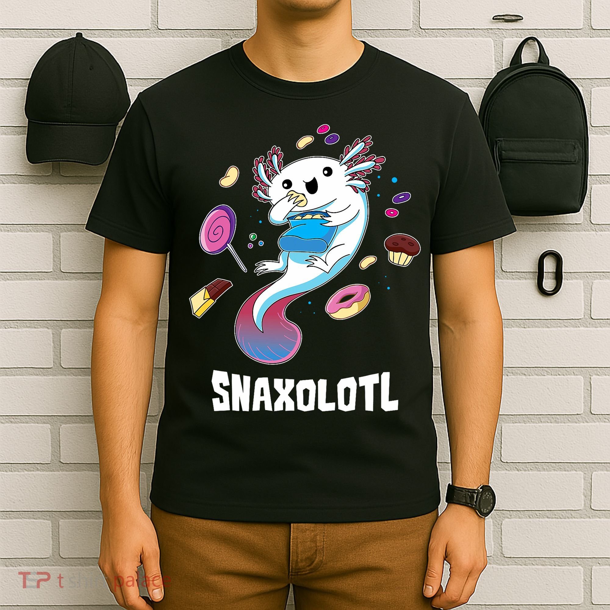 Snaxolotl Kawaii Axolotl Eats Candy Snacks Amphibian T-Shirt