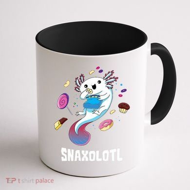 Snaxolotl Kawaii Axolotl Eats Candy Snacks Amphibian Coffee Mug back