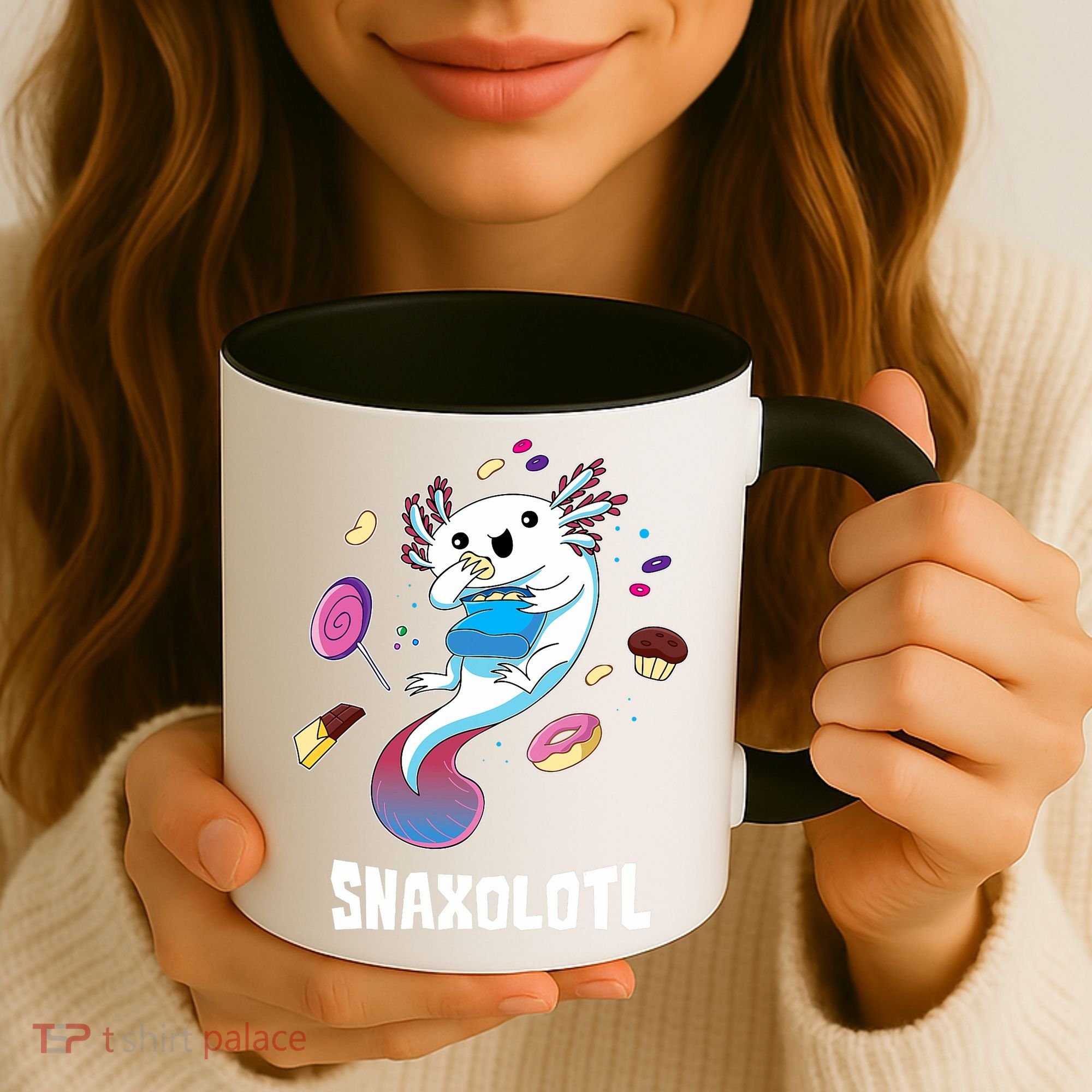Snaxolotl Kawaii Axolotl Eats Candy Snacks Amphibian Coffee Mug