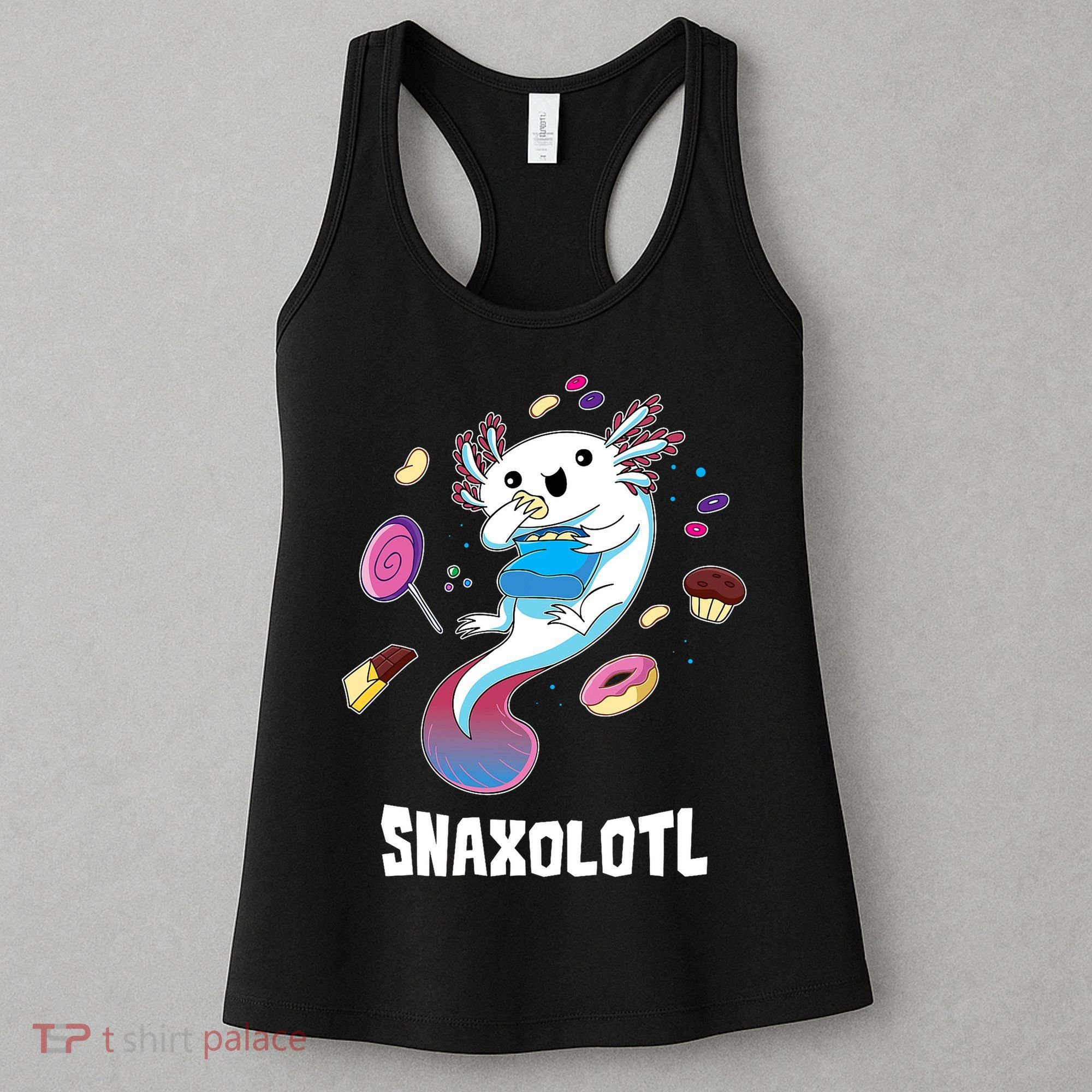 Snaxolotl Kawaii Axolotl Eats Candy Snacks Amphibian Women's Tank Top