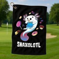 Snaxolotl Kawaii Axolotl Eats Candy Snacks Amphibian Golf Towel thumb 1