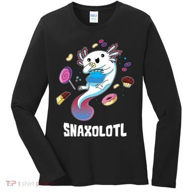 Snaxolotl Kawaii Axolotl Eats Candy Snacks Amphibian Women's Long Sleeve Shirt