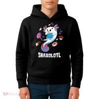 Snaxolotl Kawaii Axolotl Eats Candy Snacks Amphibian Kids Hoodie thumb 4