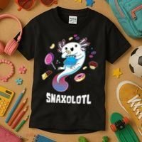 Snaxolotl Kawaii Axolotl Eats Candy Snacks Amphibian Kids T-Shirt thumb 3