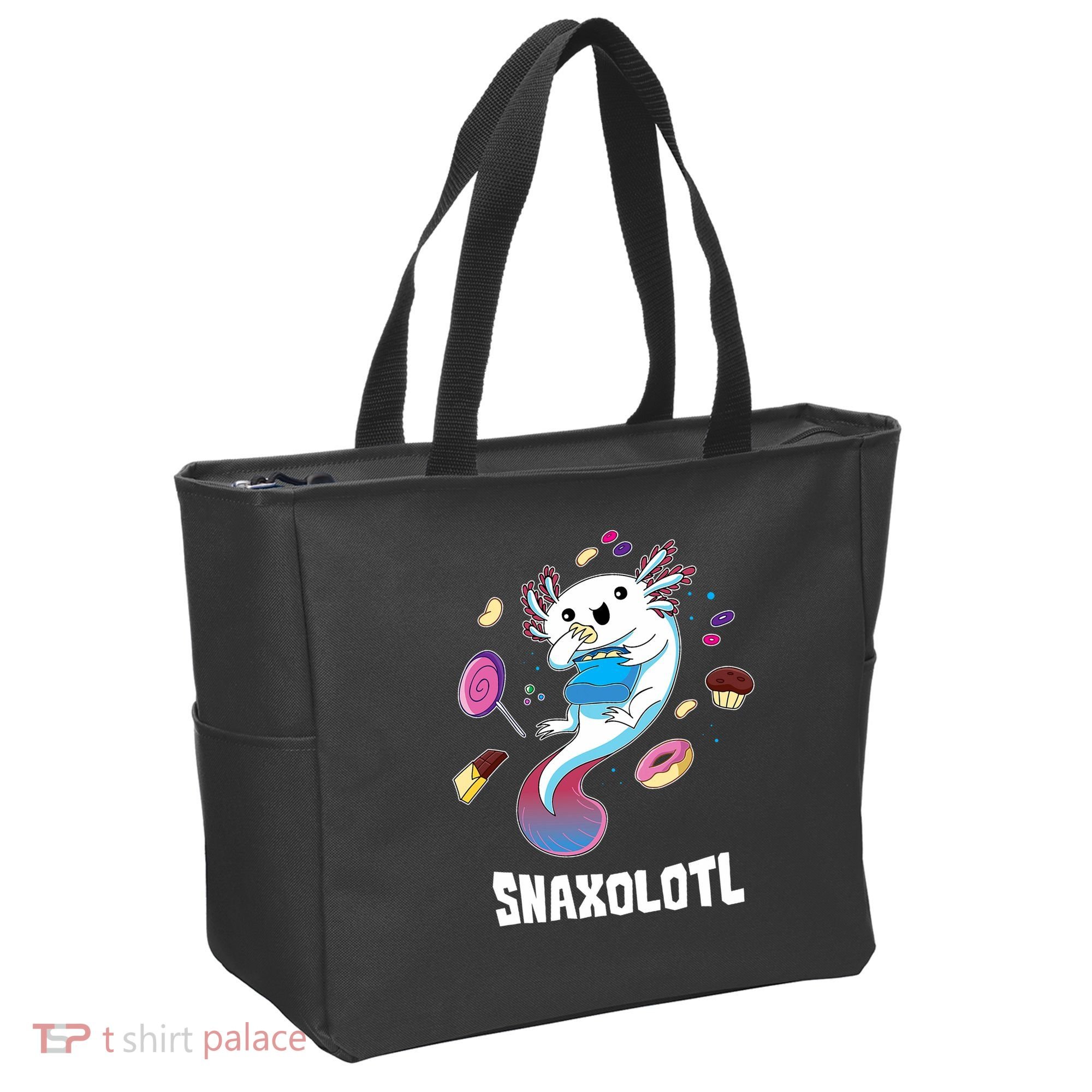 Snaxolotl Kawaii Axolotl Eats Candy Snacks Amphibian Tote Bag