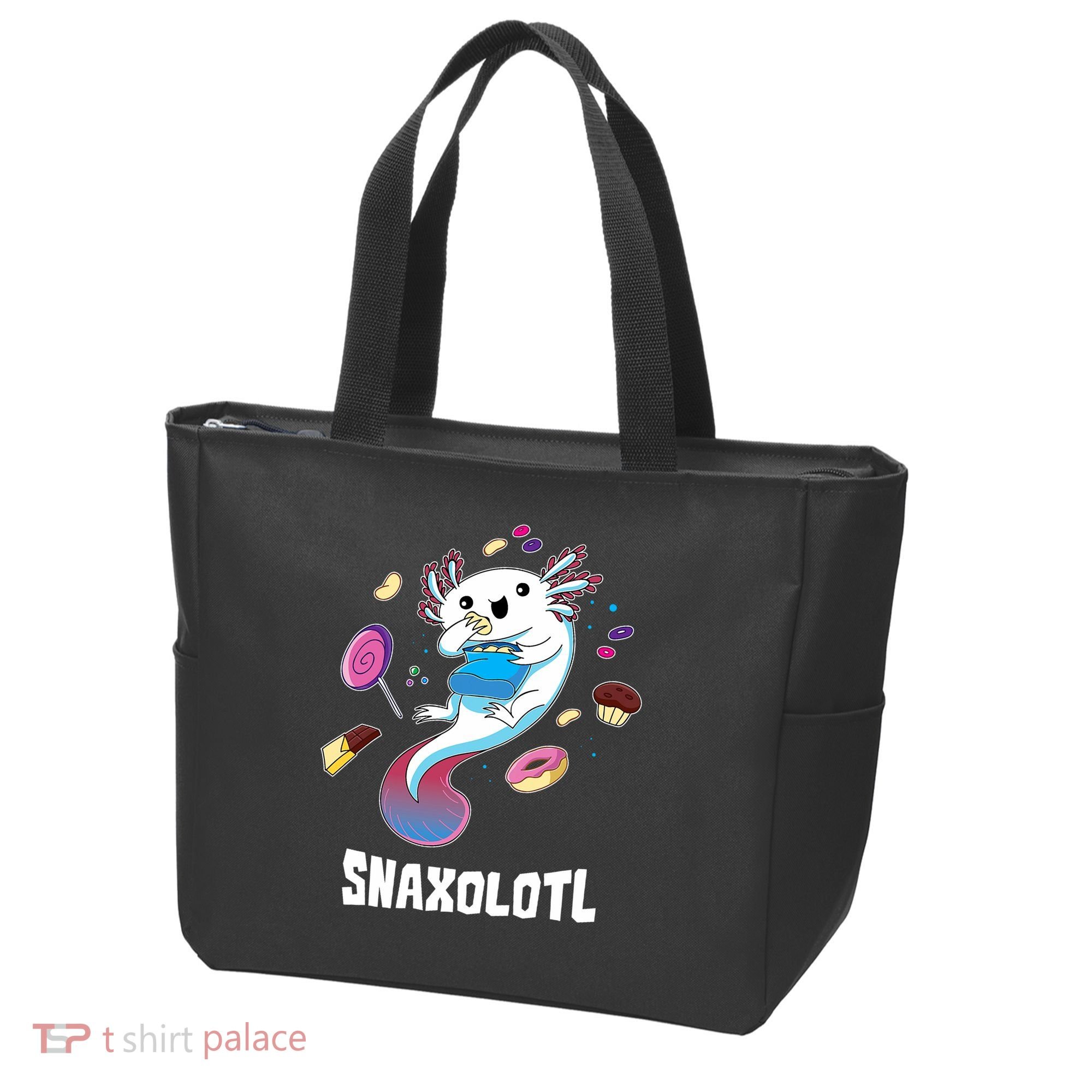 Snaxolotl Kawaii Axolotl Eats Candy Snacks Amphibian Tote Bag