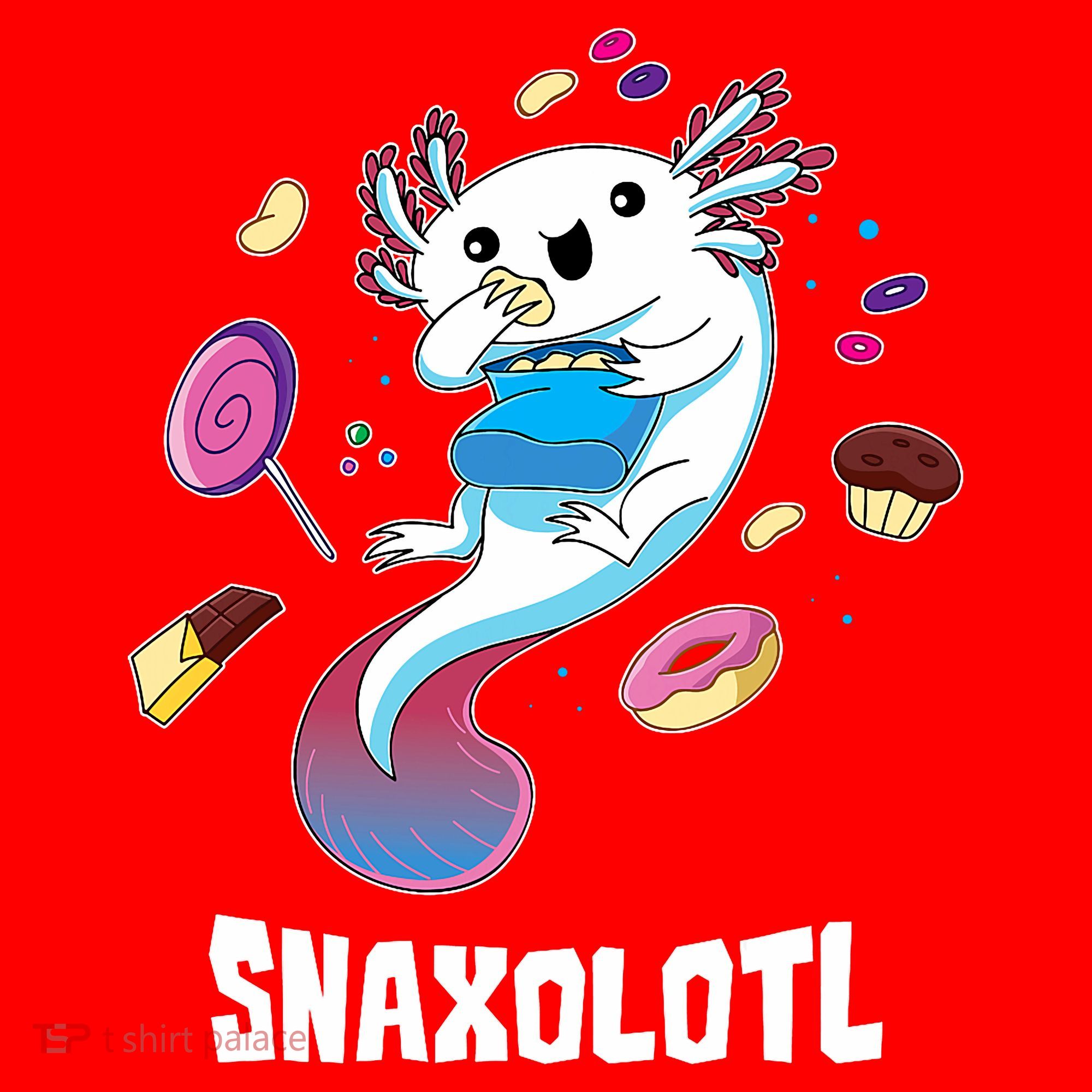 Snaxolotl Kawaii Axolotl Eats Candy Snacks Amphibian Santa Hat