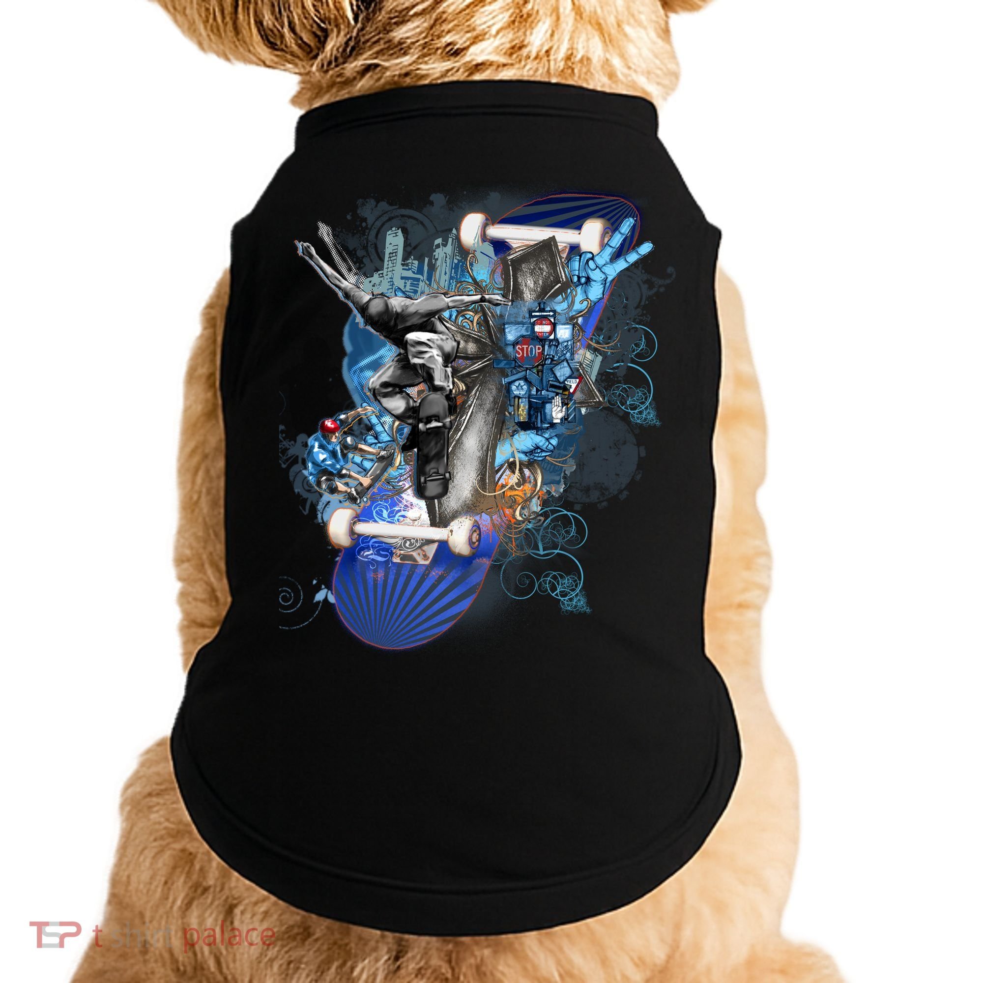 Skateboard Collage Doggie Tank