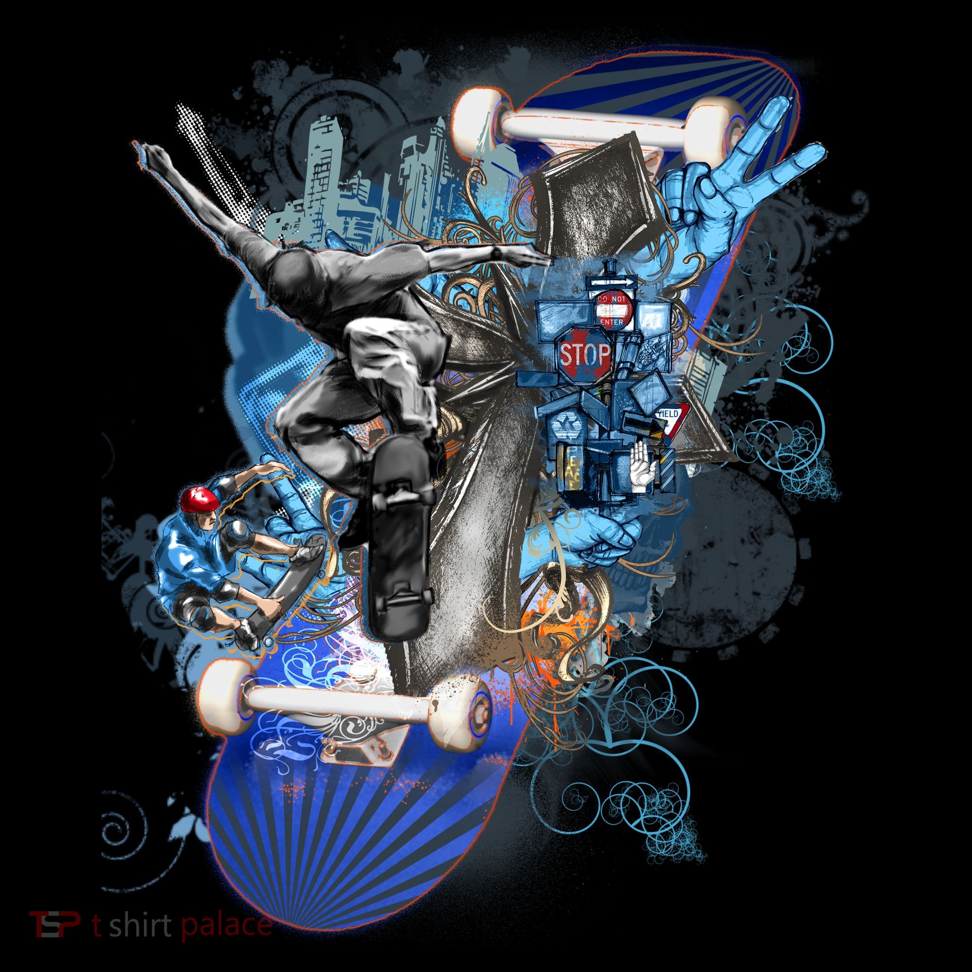 Skateboard Collage Polo