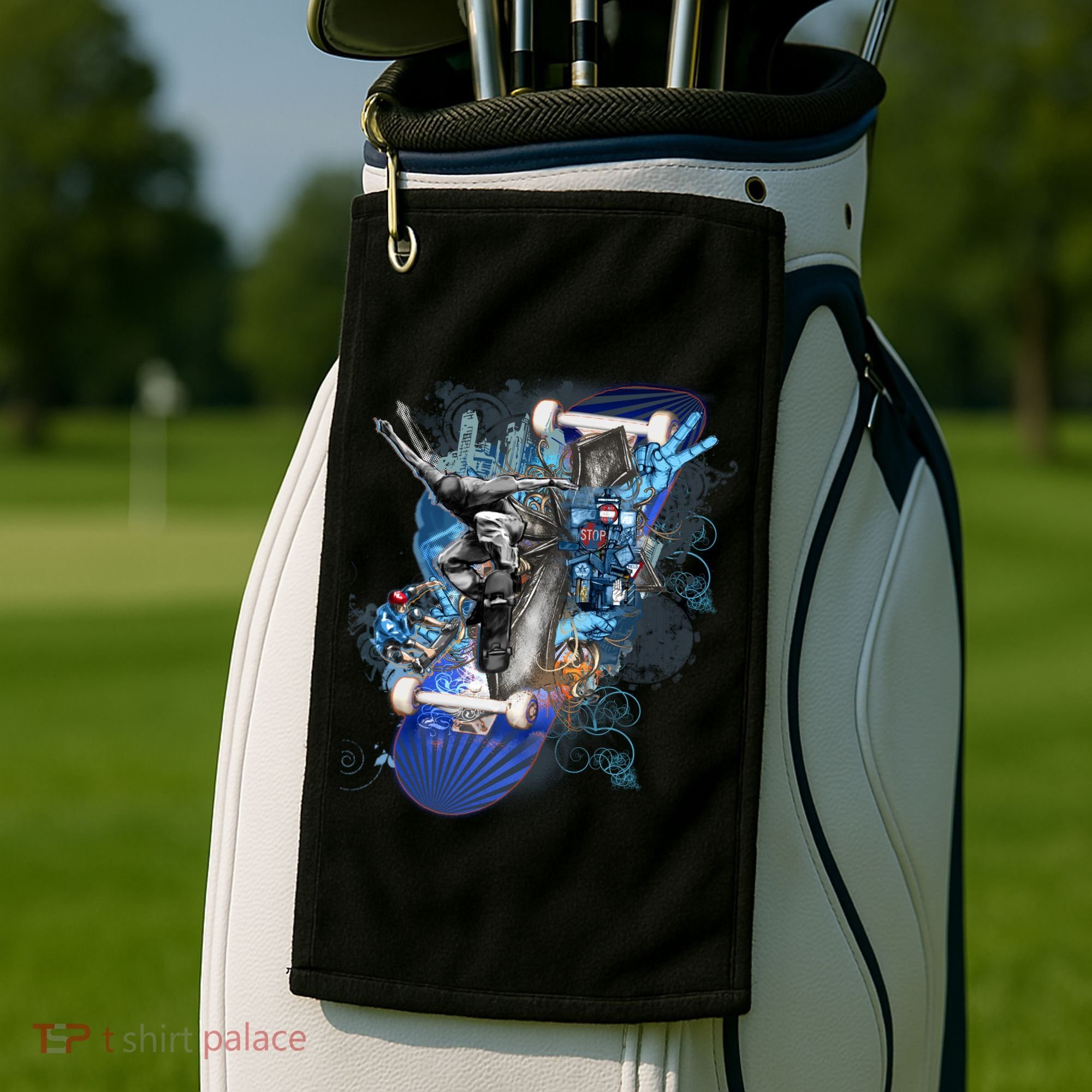 Skateboard Collage Golf Towel